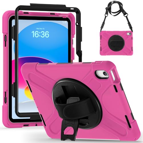 Tablet-Schutzhülle, kompatibel mit iPad 10. Generation 27,7 cm (11 Zoll) 2022, strapazierfähig, stoßfest, Fallschutz mit Schultergurt, Schutzhülle, kompatibel mit Kinder-Silikonhülle C von JIAWEIG