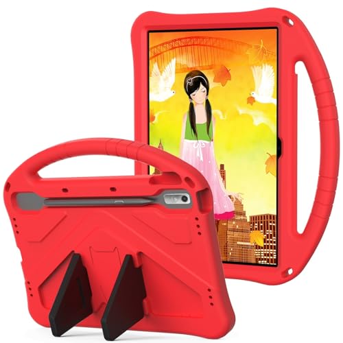 Tablet-Schutzhülle, leicht, stoßfest, kinderfreundlich, kompatibel mit NEC Lavie Tab T11 28,4 cm (11,2 Zoll) -T1195 (2025), mit Griff, Ständer, verdickter Eckenschutz, Tablet-Hülle + Schultergurt von JIAWEIG