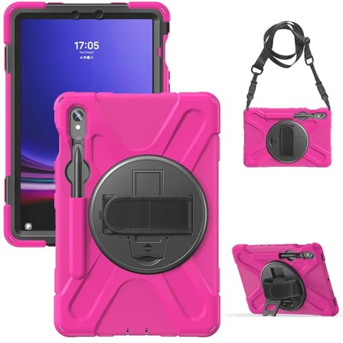 Tablet-Schutzhülle, strapazierfähig, stoßfest, TPU, kompatibel mit Samsung Galaxy Tab S10 FE 11 Zoll (SM-X520/X526B/X528U) 2025, Schutzhülle, stoßfest, mit drehbarem Ständer, Griff und Schultergurt von JIAWEIG
