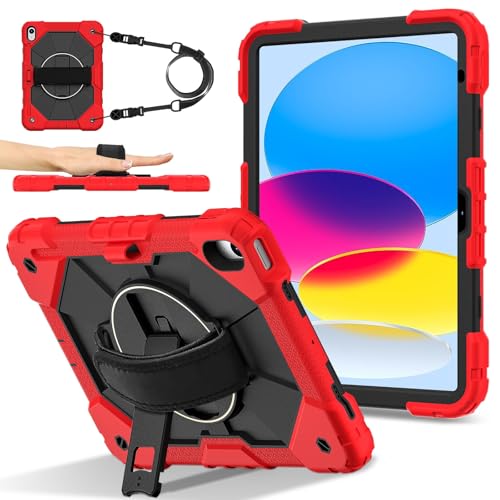 Tablet-Schutzhülle kompatibel mit iPad (A16) 11. Generation 2025, stoßfest, Hybrid-Silikon, PC-Abdeckung mit 360° drehbarem Ständer, Anti-Kratz-Silikon, PC-Rüstung, verstellbare Schulter von JIAWEIG
