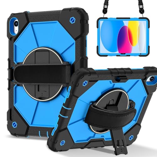 Tablet-Schutzhülle kompatibel mit iPad 10. Generation Hülle 10,9 Zoll 2022 Stoßfeste Hülle Hybrid Silikon PC Cover mit 360° drehbarem Ständer, Anti-Kratz-Silikon PC Armor Verstellbare Schulter Tablet-Schutzhülle kompatibel mit iPad 10. Generation Hülle 10,9 Zoll 2022 Stoßfeste Hülle Hybrid Silikon PC Cover mit 360° drehbarem Ständer, Anti-Kratz-Silikon PC Armor Verstellbare Schulter von JIAWEIG