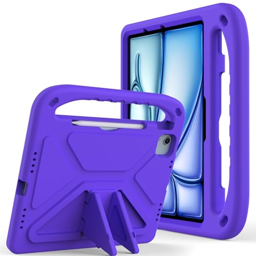 Tablet-Schutzhülle kompatibel mit iPad Air 11 Zoll M3 (2025) / M2 (2024) (Air 7. / 6. Generation), stoßfest, leicht, mit Griff, Ständer, Schutzhülle, kratzfest, aus kinderfreundlichem Compa von JIAWEIG