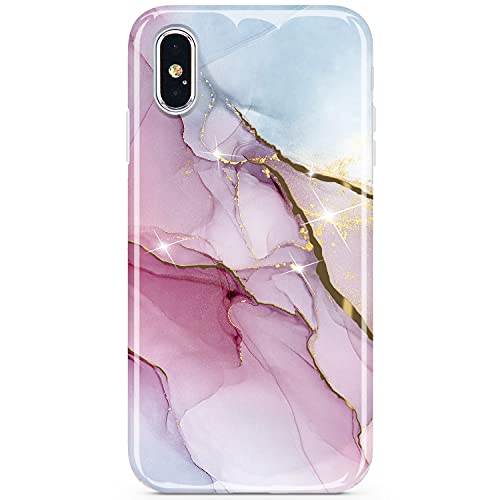 JIAXIUFEN Designed for iPhone XR Case Shiny Gold Electroplated Glitter Marble Slim Shockproof TPU Soft Rubber Silicone Cover Phone Case for iPhone XR Purple Light Blue von JIAXIUFEN