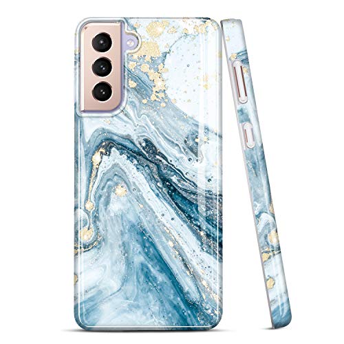 JIAXIUFEN Galaxy S21 Plus Hülle Handyhülle TPU Silikon Weiche Schlank Schutzhülle Handytasche Flexibel Case Handy Hülle für Samsung Galaxy S21+ / S21 Plus 5G - Marmor Glitter Blue von JIAXIUFEN