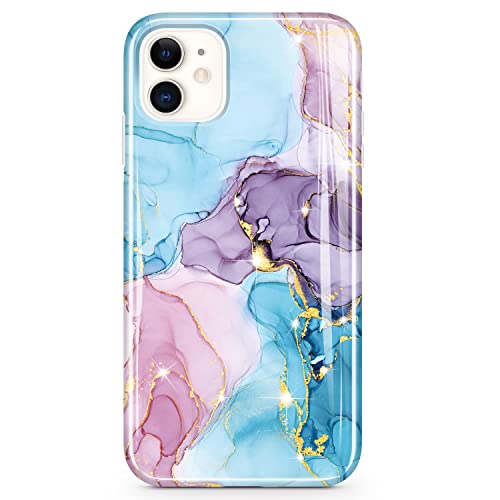 JIAXIUFEN Handyhülle iPhone 11 Hülle TPU Silikon Weiche Schlank Schutzhülle Handytasche Gummi Dünn Flexibel Case Handy Hülle für iPhone 11 6.1 Zoll - Marmor Blue Purple Pink von JIAXIUFEN