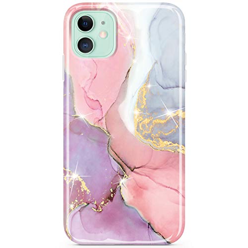 JIAXIUFEN Handyhülle iPhone 11 Hülle TPU Silikon Weiche Schlank Schutzhülle Handytasche Gummi Dünn Flexibel Case Handy Hülle für iPhone 11 6.1 Zoll - Marmor Pink Violett von JIAXIUFEN