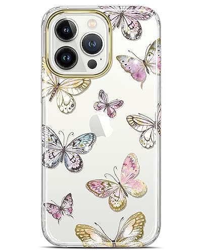 JIAXIUFEN Klare Hülle für iPhone 12 Pro Max Hülle Gold Plating Schmetterling Design Schutzhülle Stoßfest Slim Dünn TPU PC Back Cover Handyhülle Bunt von JIAXIUFEN