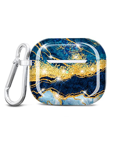 JIAXIUFEN Kompatibel mit AirPods 3 Hülle Stoßfeste Silikon Kopfhörer Taschen Case Schutzhülle Zubehör mit Karabiner Kompatibel mit AirPods 3 Generation, Dark Blue von JIAXIUFEN