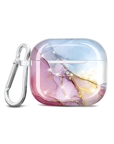 JIAXIUFEN Kompatibel mit AirPods 3 Hülle Stoßfeste Silikon Kopfhörer Taschen Case Schutzhülle Zubehör mit Karabiner Kompatibel mit AirPods 3 Generation, Purple Blue von JIAXIUFEN