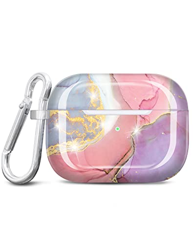 JIAXIUFEN Kompatibel mit AirPods Pro 2 Hülle Stoßfeste Silikon Kopfhörer Taschen Case Schutzhülle Zubehör mit Karabiner Kompatibel mit AirPods Pro 2 Generation, Pink Violett von JIAXIUFEN