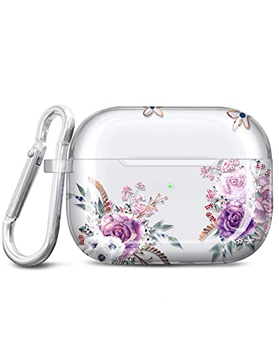 JIAXIUFEN Kompatibel mit AirPods Pro 2 Hülle Stoßfeste Silikon Kopfhörer Taschen Case Schutzhülle Zubehör mit Karabiner Kompatibel mit AirPods Pro 2 Generation, Purple Pink von JIAXIUFEN