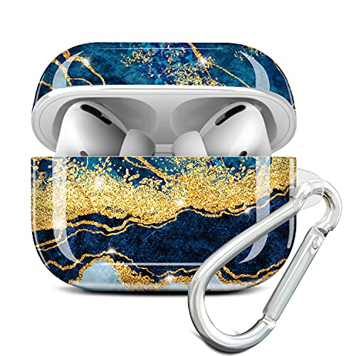 JIAXIUFEN Kompatibel mit AirPods Pro Hülle Stoßfeste Silikon Kopfhörer Taschen Case Schutzhülle Zubehör mit Karabiner Kompatibel mit AirPod Pro, Dark Blue von JIAXIUFEN