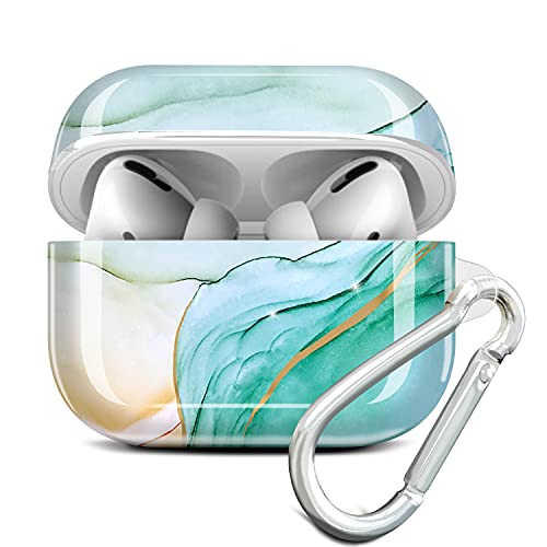 JIAXIUFEN Kompatibel mit AirPods Pro Hülle Stoßfeste Silikon Kopfhörer Taschen Case Schutzhülle Zubehör mit Karabiner Kompatibel mit AirPod Pro, Green Gold von JIAXIUFEN