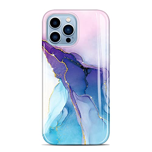 JIAXIUFEN Kompatibel mit iPhone 13 Pro Hülle Gold Glitzer Marmor Slim Stoßfest TPU Weiche Gummi Silikon Cover Handyhülle für iPhone 13 Pro 6,1 Zoll 2021 Blau Lila von JIAXIUFEN