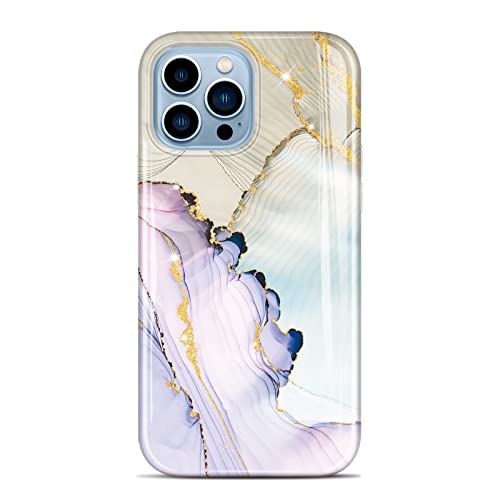 JIAXIUFEN Schutzhülle für iPhone 13 Pro, 15,5 cm (6,1 Zoll), goldfarben, glitzernd, Marmor, schmal, stoßfest, TPU, weiches Gummi-Silikon, 2021, Mintgrün, Lila von JIAXIUFEN