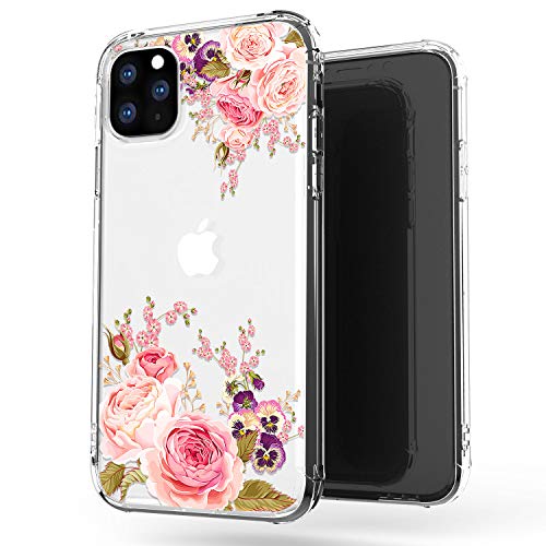 JIAXIUFEN iPhone 11 Pro Max Hülle Handyhülle TPU Silikon Weiche Schlank Schutzhülle Handytasche Flexibel Clear Case Handy Hülle für iPhone 11 Pro Max 2019 6.5 Zoll - Rose Flower von JIAXIUFEN