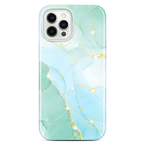 JIAXIUFEN iPhone 12 Hülle iPhone 12 Pro Handyhülle TPU Silikon Schutzhülle Handytasche Handy Hülle für iPhone 12 iPhone 12 Pro 2020 6.1" - Marmor Light Green von JIAXIUFEN