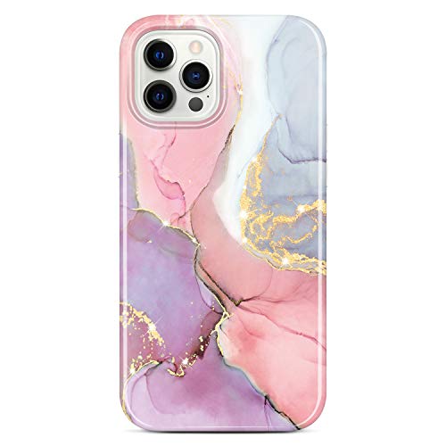 JIAXIUFEN iPhone 12 Hülle iPhone 12 Pro Handyhülle TPU Silikon Schutzhülle Handytasche Handy Hülle für iPhone 12 iPhone 12 Pro 2020 6.1" - Marmor Pink Purple von JIAXIUFEN