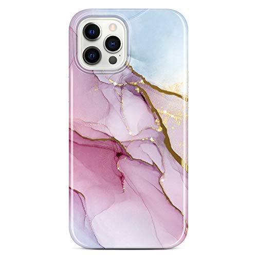 JIAXIUFEN iPhone 12 Hülle iPhone 12 Pro Handyhülle TPU Silikon Schutzhülle Handytasche Handy Hülle für iPhone 12 iPhone 12 Pro 2020 6.1" - Marmor Purple Blue von JIAXIUFEN