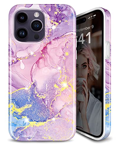JIAXIUFEN iPhone 12 Hülle iPhone 12 Pro Handyhülle TPU Silikon Schutzhülle Handytasche Handy Hülle für iPhone 12 iPhone 12 Pro 2020 6.1" - Marmor Purple Pink von JIAXIUFEN