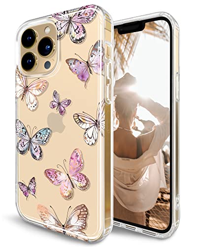 JIAXIUFEN iPhone 14 Pro Max Hülle Handyhülle TPU Silikon Schutzhülle Handytasche Handy Hülle für iPhone 14 Pro Max 2022 6.7" - Transparent Schmetterling Colourful von JIAXIUFEN