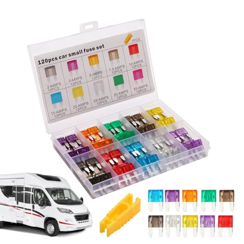 JIEBWCHA Automotive-Sicherungen Sortiment Set - 120X Kleine Sicherungen Kfz Set - Ersatzteile, Zubehör für Motorräder, Wohnmobile, Nutzfahrzeuge und Boote JIEBWCHA Automotive-Sicherungen Sortiment Set - 120X Kleine Sicherungen Kfz Set - Ersatzteile, Zubehör für Motorräder, Wohnmobile, Nutzfahrzeuge und Boote von JIEBWCHA