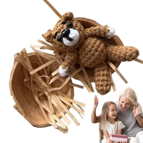 JIEBWCHA Handgefertigtes Häkeltier In Walnussschale, 5x4x3cm Handgewebte Ornamente In Walnussschalen, Harz Süßen Häkelhasen Und Bear, Emotionale Unterstützung Häkeltier Für Tierliebhaber von JIEBWCHA