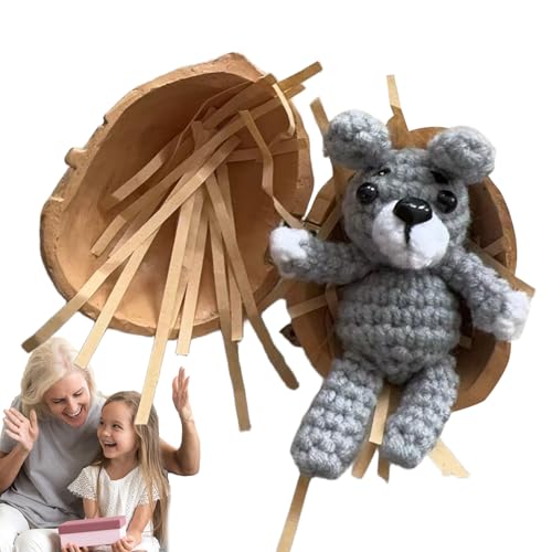 JIEBWCHA Handgefertigtes Häkeltier In Walnussschale, 5x4x3cm Handgewebte Ornamente In Walnussschalen, Harz Süßen Häkelhasen Und Bear, Emotionale Unterstützung Häkeltier Für Tierliebhaber von JIEBWCHA