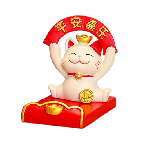 JIEBWCHA Lucky Cat Smartphone-Ständer – Glückskatze Handy-Ständer Schreibtisch-Ornament – niedliche Handyhalterung, schöne Katze, Handy-Ständer, Desktop-Zubehör für Zuhause, Auto-Dekoration von JIEBWCHA