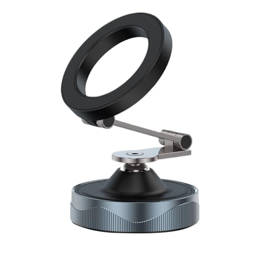 JIEBWCHA Vakuum Magnet Smartphone Halter, Autotaugliche Magnet Halterung, 360-Grad Drehung, Dashboard Smartphone Halterung Mit Vakuum Saugnapf Für Auto, Reisen & Fitnessstudio von JIEBWCHA