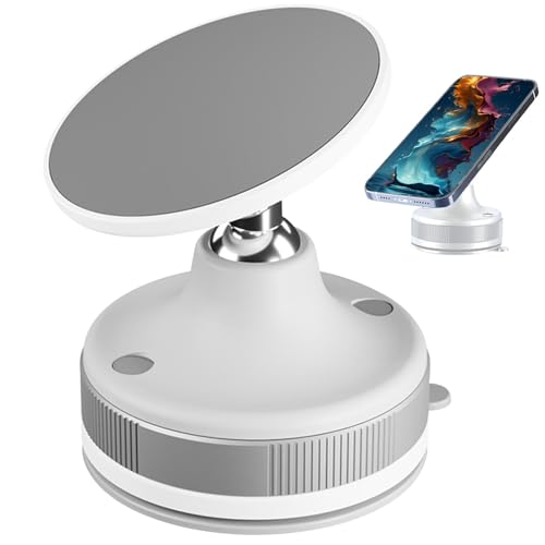 JIEBWCHA Vakuum-Magnet-Telefonhalterung | 360 Grad verstellbarer Saugnapf-Handy-Ständer – starker magnetischer tragbarer Handyständer für die meisten Smartphones, Autozubehör von JIEBWCHA