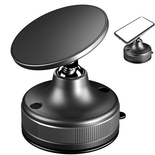 JIEBWCHA Vakuum-Telefonhalter-Magnet, 360 Grad verstellbarer Saugnapf-Handy-Ständer – starker magnetischer tragbarer Handy-Ständer für die meisten Smartphones, Autozubehör von JIEBWCHA