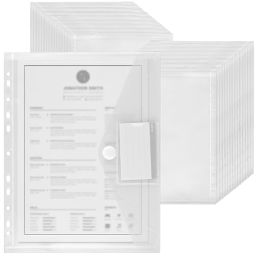 JIEHIN 50 Stück Dokumententasche A4 zum Abheften, Dokumentenmappe A4 mit Klettverschluss, Transparent Sammelmappe Ordner Tasche für Dokumente Organisieren Binderlöcher Etikettentasche JIEHIN 50 Stück Dokumententasche A4 zum Abheften, Dokumentenmappe A4 mit Klettverschluss, Transparent Sammelmappe Ordner Tasche für Dokumente Organisieren Binderlöcher Etikettentasche von JIEHIN