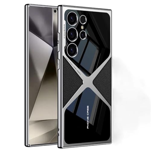 JIEKEEM - Handyh黮le f黵 Samsung S23 S24 Ultra, Anti-Drop, verschlei遞este Schutzh黮le 2024 Commercial Affairs aus galvanisiertem Leder (S24 Ultra, Titanschwarz) von JIEKEEM