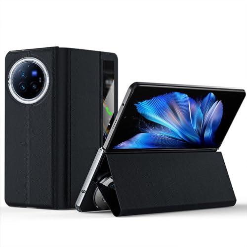 JIEKEEM Schutzh黮le f黵 Vivo X Fold 3/3 Pro, mit Klarsichtfenster, St鋘der, Magnetverschluss, schlanke, sto遞este Leder-Klapph黮le (forXFold3Pro, schwarz) von JIEKEEM
