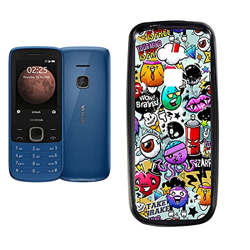 JIENI Hülle für Nokia 225 4G (2.4") Cover, Weiche Silikon Handyhülle, Schutzhülle Karikatur Anti-Scratch Handytasche Bumper, Schwarz TPU Case für Nokia 225 4G (2.4") Schale - Karikatur von JIENI