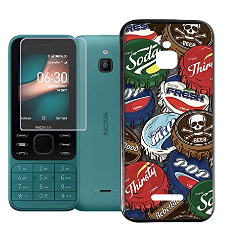 JIENI Hülle für Nokia 6300 4G (2.4") + gehartet Glas Schutzfolie,Weiche Silikon Handyhülle,Schutzhülle Anti-Scratch Handytasche,Schwarz TPU Cover + Gehärtetes Glas - WMA24 von JIENI