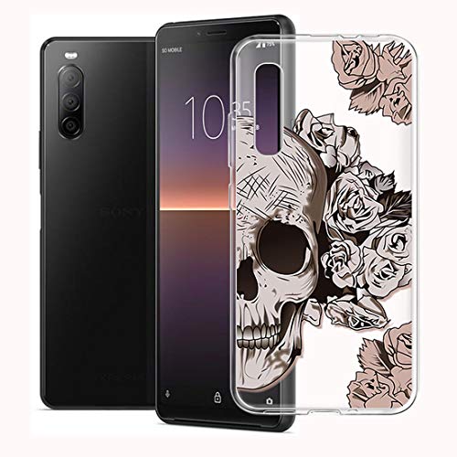 JIENI Hülle für Sony Xperia 10 II (6.0"), Flexibel Transparent Silikon Handyhülle Weich Schutzhülle Case Bumper Handytasche TPU Schale Cover für Sony Xperia 10 II - Rose Kopf von JIENI