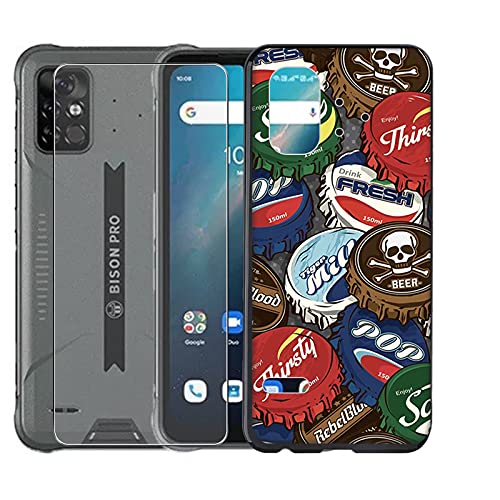 JIENI Hülle für Umidigi Bison Pro (6.3") + gehartet Glas Schutzfolie,Weiche Silikon Handyhülle,Schutzhülle Anti-Scratch Handytasche,Schwarz TPU Cover + Gehärtetes Glas - WMA24 von JIENI