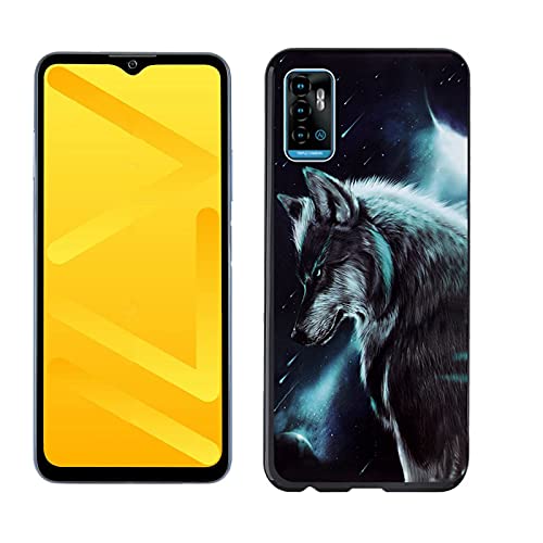 JIENI Hülle für Zte Blade A71 (6.52") Cover, Weiche Silikon Handyhülle, Schutzhülle Karikatur Anti-Scratch Handytasche Bumper, Black TPU Case für Zte Blade A71 (6.52") Schale - Einsamer Wolf von JIENI