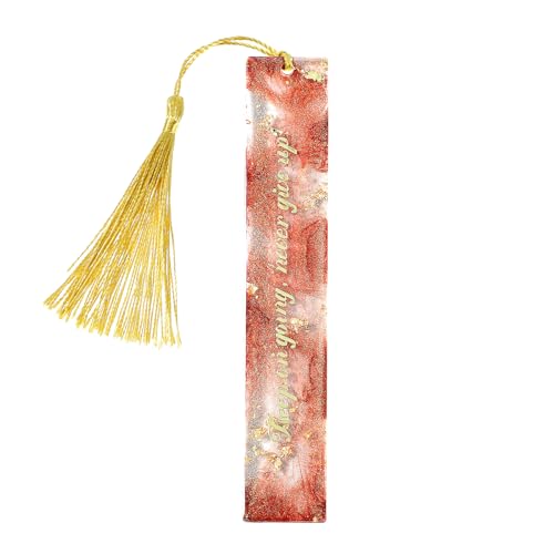 JIEYAO 1 Stück Inspirierend Lesezeichen mit Quaste,Glitzernde Lesezeichen aus Epoxid-Goldfolie Personalisiert Lesezeichen Harz Lesezeichen für Erwachsene Frauen Mädchen Leseliebhaber Geschenk von JIEYAO
