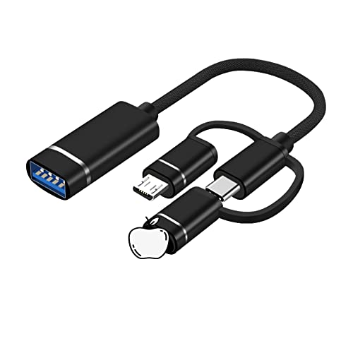 JIEYUCHU USB C Adapter, Light-ning auf USB Adapter, 3-in-1 USB C/iOS/Micro auf USB Adapter, OTG Adapter Kabel Kompatibel mit MacBook, Android, Samsung Galaxy und mehr(Schwarz) von JIEYUCHU