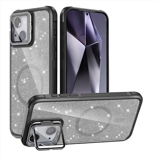 JIEZUIMEI Glitzer Hülle für iPhone 14, Schutzhülle mit Mag-Safe Magnetischer Stoßfestem Ständer, TPU+PC Case für iPhone 14, Schwarz JIEZUIMEI Glitzer Hülle für iPhone 14, Schutzhülle mit Mag-Safe Magnetischer Stoßfestem Ständer, TPU+PC Case für iPhone 14, Schwarz von JIEZUIMEI