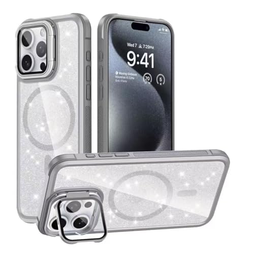JIEZUIMEI Glitzer Hülle für iPhone 14 PRO, Hülle Glitzer mit Mag-Safe Magnetische Stoßfeste Schutzhülle, Kameraschutz Ständer,TPU+PC Case für iPhone 14 PRO für Frauen Mädchen Hülle Grau JIEZUIMEI Glitzer Hülle für iPhone 14 PRO, Hülle Glitzer mit Mag-Safe Magnetische Stoßfeste Schutzhülle, Kameraschutz Ständer,TPU+PC Case für iPhone 14 PRO für Frauen Mädchen Hülle Grau von JIEZUIMEI