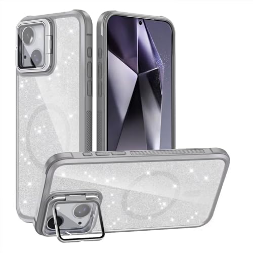 JIEZUIMEI Glitzer Hülle für iPhone 15, Hülle Glitzer mit Mag-Safe Magnetische Stoßfeste Schutzhülle, Kameraschutz Ständer,TPU+PC Case für iPhone 15 für Frauen Mädchen Hülle Grau JIEZUIMEI Glitzer Hülle für iPhone 15, Hülle Glitzer mit Mag-Safe Magnetische Stoßfeste Schutzhülle, Kameraschutz Ständer,TPU+PC Case für iPhone 15 für Frauen Mädchen Hülle Grau von JIEZUIMEI