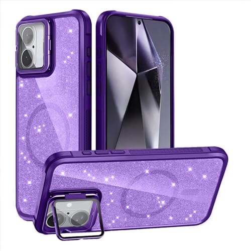 JIEZUIMEI Glitzer Hülle für iPhone 16, Hülle Glitzer mit Mag-Safe Magnetische Stoßfeste Schutzhülle, Kameraschutz Ständer,TPU+PC Case für iPhone 16 für Frauen Mädchen Hülle Lila JIEZUIMEI Glitzer Hülle für iPhone 16, Hülle Glitzer mit Mag-Safe Magnetische Stoßfeste Schutzhülle, Kameraschutz Ständer,TPU+PC Case für iPhone 16 für Frauen Mädchen Hülle Lila von JIEZUIMEI