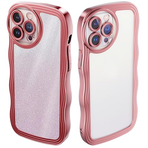 JIEZUIMEI Glitzer Wellen Hülle für iPhone 15 PRO MAX, Durchsichtig Lockige Wellen Rahmenform Aesthetic Design Handyhülle, für Mädchen Frauen Schlanke Weiche Glitzernde Hülle Rosegold JIEZUIMEI Glitzer Wellen Hülle für iPhone 15 PRO MAX, Durchsichtig Lockige Wellen Rahmenform Aesthetic Design Handyhülle, für Mädchen Frauen Schlanke Weiche Glitzernde Hülle Rosegold von JIEZUIMEI