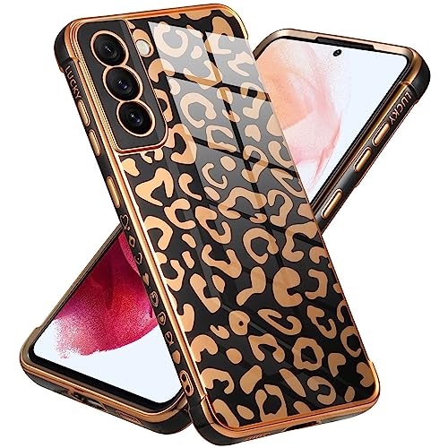 JIEZUIMEI Handyhülle für Samsung Galaxy S21 Plus/S21+ 5G Hülle, Ultra Dünn Case Leopard Muster Mädchen Galvanisierte Weich TPU Silikon Schutzhülle Stoßfeste Cover für Samsung S21 Plus/S21+ 5G Schwarz von JIEZUIMEI