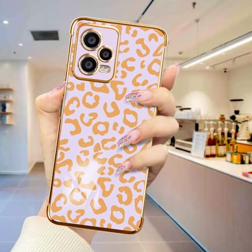 JIEZUIMEI Handyhülle für XiaoMi Poco X5 Pro 5G Hülle, Ultra Dünn Case Leopard Muster Mädchen Galvanisierte Weich TPU Silikon Cover für Note 12 Pro 5G/X5 Pro 5G Lila von JIEZUIMEI