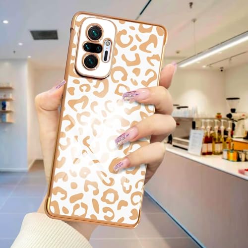 JIEZUIMEI Handyhülle für XiaoMi RedMi Note 10 Pro Hülle, Ultra Dünn Case Leopard Muster Mädchen Galvanisierte Weich TPU Silikon Schutzhülle Stoßfeste Cover für XiaoMi RedMi Note 10 Pro Weiß von JIEZUIMEI
